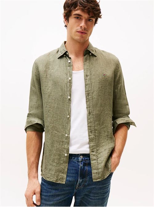 Camicia regular fit in puro lino TOMMY HILFIGER | MW0MW34602PLI